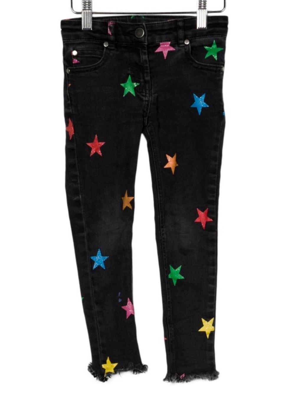 Stella McCartney Black Skinny Jeans with Multicolor Star Appliqués